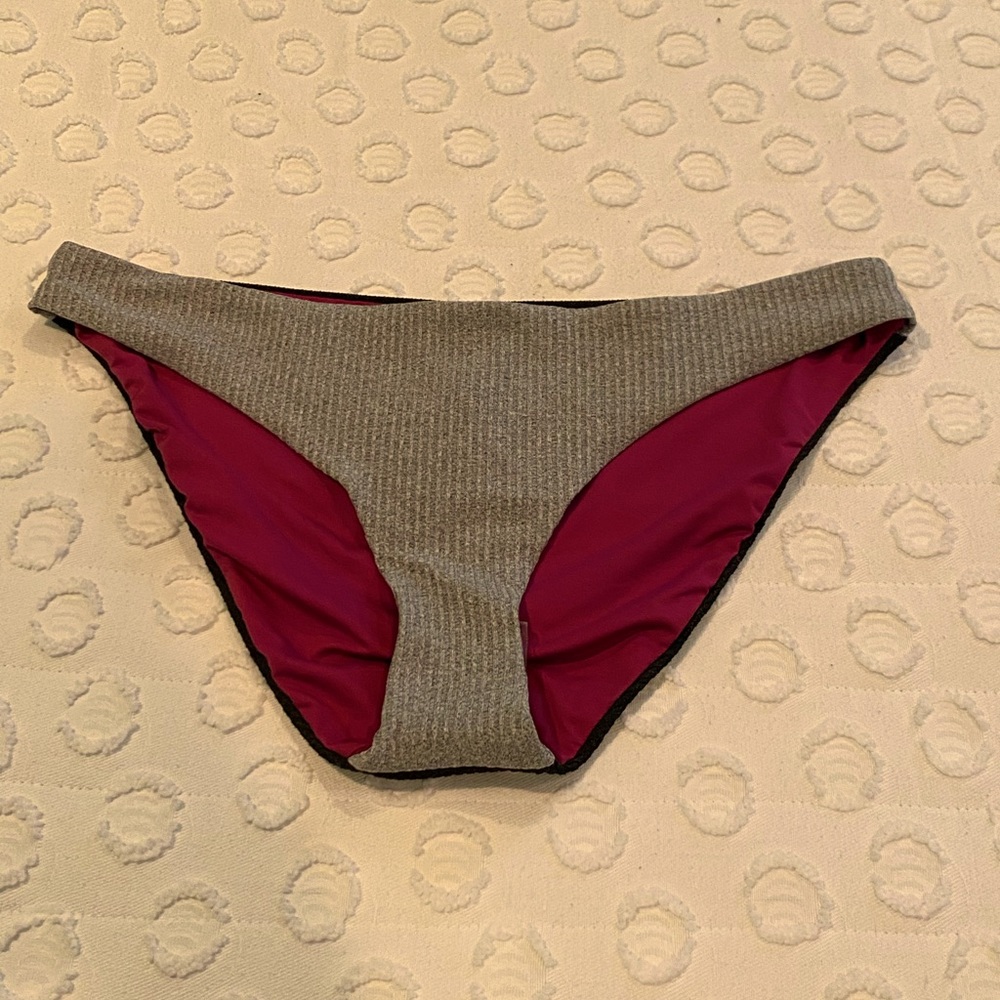 Grey and black ribbed bikini bottoms- NWT